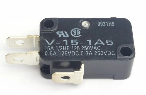 Close-up of Pin Plunger Micro Switch With Snap Action SPDT, 15A 250V AC DC, Normally Open And Normally Closed Contacts, Black Housing