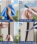 Foam weatherstripping tape, self-adhesive, black, for doors/windows, 66 ft.