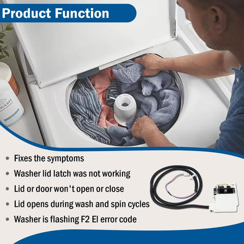 Easy Fit Washer Lid Lock Assembly For Whirlpool And Maytag Washers Replacement Numbers W11670519 AP7214714, washer lid open