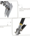 Close-up of Manual Metal Bender Pliers with serrated jaws and locking handle, showing anti-slip jaw design for sheet metal bending.