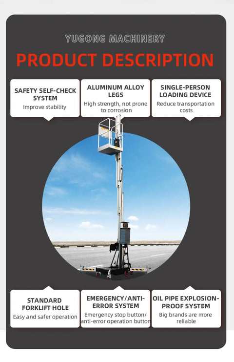 Badass Lightweight Single Mast Vertical Aluminum Lift Portable Electric Aerial Platform Crawl Through Narrow Warehouse Aisles Straight Up Ceiling Repair Cheat Code Tool
