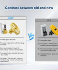 Comparison of new Gold RNC Nanocoated Hardened Steel Extruder Gear vs old plastic gear highlighting durability and resistance