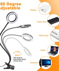 10X Magnifying Glass With Light And Timer 2 In 1 Desk Lamp Magnifier showing flexible gooseneck and USB power options