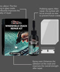 DIY Windshield Repair Kit For Chips And Minor Cracks With Liquid Glass Resin And Glue Upgraded Cracks Gone Glass Repair Set For Auto Glass Easy At Home Fix To Save On Professional Repairs image showing repair liquid bottle, blade, and package box