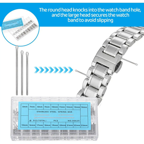 360Pcs Watch Band Link Cotter Pin Set For Stainless Steel Straps 6mm To 23mm Sizes With 20 Pins Per Size Durable DIY Ready Repair Kit