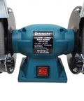 Knockout 6 Inch Bench Grinder With 300 Watt Motor And 3540 RPM Dual Wheels for sharpening, equipped with a heavy duty tool rest.