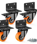 Rock Solid 2 Inch Side Mount Caster Wheels Set Of Four With Reinforced L Bracket, heavy duty design for tight spaces.