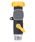 4 Way Lever Flow Through Valve Connector Bundle For Garden Hoses, High Volume Valves, Longer Levers, Vertical Operation, Metal Hose Threads, EZ Flow 4 Way Control, Yellow And Black, single valve