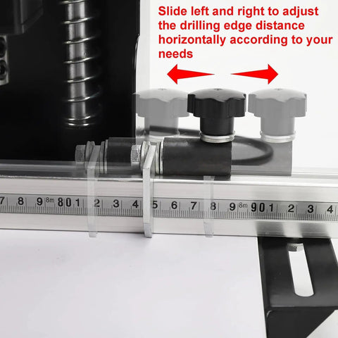 Detailed view of the quick depth adjustment mechanism for No Fuss Cordless Hinge Drilling Machine for Serious Woodworking.