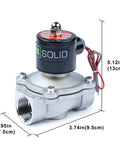 1 Inch 24V AC Stainless Steel Electric Solenoid Valve Normally Closed For Air Water Fuel With Viton Seals, front view with dimensions