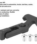 Rugged T Handle Draw Latch Kit 4 Piece With M5 Thread for motorhomes, trailers, toolboxes, and coolers, rubber material, M5 screws shown