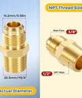 Brass Pipe Fittings Kit For Air Oil And LP Propane Systems DIY Friendly One Half Inch Male Flare To Three Eighths Inch Male NPT Adapter