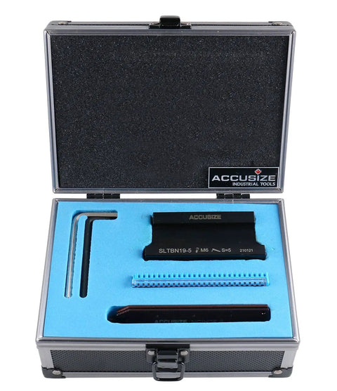 Three Quarters Inch Self Lock Block 2410-0013 With Five GTN-3 Carbide Inserts And Five GTN-4 Carbide Inserts Plus NCIH26-3 And NCIH26-4 Blades Beefed-Up Precision Ground Set For Milling And Machining Applications