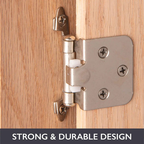 Self Closing Cabinet Hinges Satin Nickel 50 Pack for Three Eighths Inch Inset Variable Overlay Kitchen Cabinet Doors Hardware