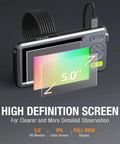 Dual Lens Inspection Camera With 5 Inch IPS Screen And LED Light Dope HD Borescope, highlighting 5-inch display features