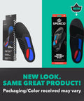 Total Support Max Shoe Insoles For High Arches And Overpronation Relief Deep Heel Cup displayed in new packaging design.
