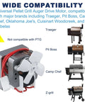 Image of a 2 RPM Auger Motor Replacement for Wood Pellet Grills 120V 60Hz 2 Pole Heavy Duty BBQ Motor displayed with grill compatibility