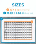 Premium 12 By 8 Inch Wall AC Vent Cover With Rustproof Aluminum Build Multi Shutter Damper, size dimensions displayed