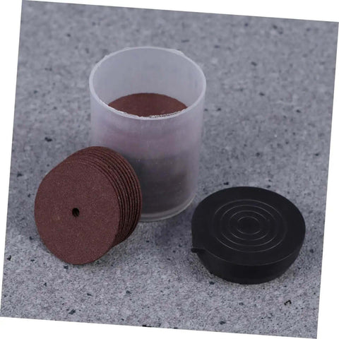 36 Piece Heavy Duty Cutting Wheels And Grinding Discs For Cutters Metal Cut Off Set, discs stacked beside plastic container