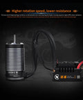 Dope Sensored Brushless RC Car Motor 1650KV For 3-8S LiPo, IP67 Waterproof, shown with wiring and components.