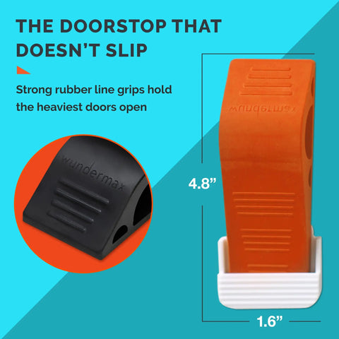 Heavy Duty Rubber Door Stoppers Set Of 6 For Carpet Hardwood Concrete And Tile Doors Wedges That Grip And Stay Put In Gray
