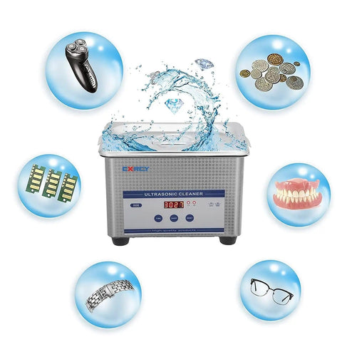 0.8L Ultrasonic Jewelry Cleaner Pro Grade Machine for jewelry, watches, dental instruments, with stainless steel tank.