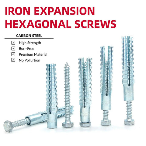 M8x60 Expansion Nut Drywall Anchors Screw Kit, 30 Sets, Self-Drilling, No-Prep Installation, Yellow Zinc Plated Carbon Steel, Rust-Resistant Thread Fixing Bolts for Secure Wall Mounts, hex anchors