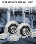 4 Pack 10mm Pillow Block Bearings With 0.39 Inch Bore Self Aligning Mounted Block Bearing Set Screw Lock For Secure Shaft Attachment Easy Install Heavy Duty Durable Machine Support KP000 against industrial background