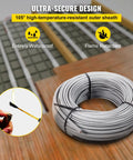 Underfloor Heating Cable Kit For Tile Floors 1630W 240V shown with high-temperature-resistant outer sheath and coil design