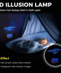 Dope 3D Optical Illusion Night Light With Color Changing LEDs, Touch Control Desk Lamp in nursery with sleeping baby.