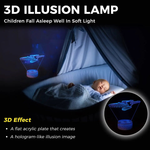 Dope 3D Optical Illusion Night Light With Color Changing LEDs, Touch Control Desk Lamp in nursery with sleeping baby.