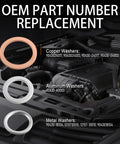 Image showing copper, aluminum, and metal washers from 12Pcs Transfer And Differential Case Drain Plug Crush Washer Kit 3 Types OEM 9043024003.