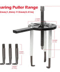 Bearing Puller Kit With Inner Hole Three-Jaw Puller Curved Hook And Quick Change Collets for 6005 to 6310 Bearings with dimensions