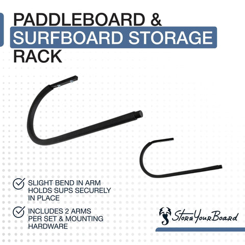 Heavy-Duty Paddle Board Kayak Surfboard Storage Rack For Wall Or Ceiling Mount Space Saving Indoor Board Organizer