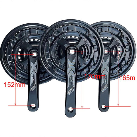 152mm Mountain Bike Crankset Triple Square Taper For 18 21 24 Speed Drivetrains Beefy Alloy 6061 Chainring Bash Guard