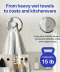 Suction Cup Hooks For Shower And Bathroom Towel Holder 2 Pack No Drilling holding towel on glass surface