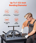 Man using Tube Roller Bender Kit Workhorse with 6 dies for up to 1 and a half inch tubing, manual copper aluminum pipe bender.
