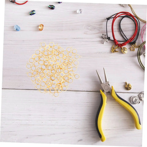 Top Shelf Go To Diy Jewelry Making Kit Featuring Stainless Steel Bail Bead Jump Rings And Polished Chrome Spacer Links for custom necklaces with golden jump rings.