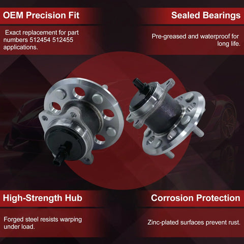 Rear Wheel Bearing And Hub Assembly With Abs For Toyota Camry 2012 2017 And Toyota Avalon 2013 2018 Direct Fit Replacement