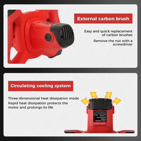 2100W Handheld Electric Concrete Mixer with external carbon brush and cooling system for mortar plaster paint stirring