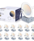 12 Pack 4 Inch Ultra Thin LED Recessed Ceiling Lights With Junction Box Five CCT Dimmable 2700K 3000K 4000K 5000K 6000K 9W 850lm ETL Energy Star Certified Easy Install Killer Can Lights For Home Office with packaging