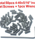 50 Piece 4-40 x 5/16 Inch Stainless Steel Allen Socket Set Screws Grub Hex Head With 1.27mm Allen Wrench 304 Stainless