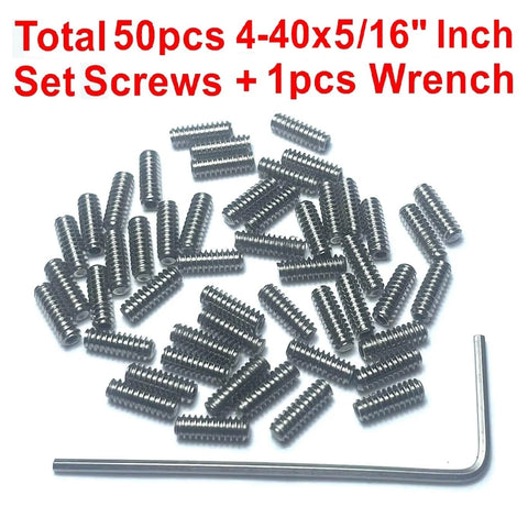 50 Piece 4-40 x 5/16 Inch Stainless Steel Allen Socket Set Screws Grub Hex Head With 1.27mm Allen Wrench 304 Stainless