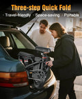 Two people folding an Electric Bike For Adults And Teens With 1200W Peak Motor Folding Commuter Ebike into a car trunk