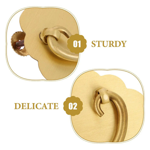 Close-up of Vintage Brass Drawer Pull Handles For Dresser And Cabinet With Old School Chinese Style Antique Look And Dual Hole Mounting 105x62mm Decorative Hardware For Closet And Furniture showcasing sturdy and delicate design features.