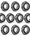 Deep Groove Wheel Hub Ball Bearings Set With Double Seal And Snap Ring 0.625 Inch Bore, 1.375 Inch Outer Diameter, pre-lubricated 10 pack