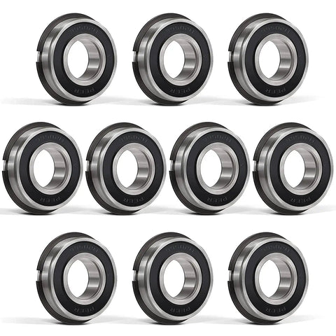 Deep Groove Wheel Hub Ball Bearings Set With Double Seal And Snap Ring 0.625 Inch Bore, 1.375 Inch Outer Diameter, pre-lubricated 10 pack