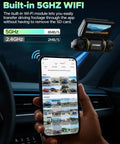 Person using app with 360 Degree View 4 Channel Dash Cam For Cars With Front Rear Left And Right Coverage 5G WiFi 128GB Card
