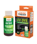 LeakFinder UV dye engine coolant leak detector bottle and box, 1 oz, green label, for radiators/hoses/water pumps