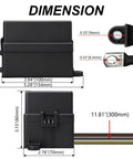 Dimensions of the 12V 4 Way Fuse Relay Box With Four Relays And Four ATC And ATO Fuses, showing measurements and parts details.
